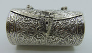 Brass Hand Carving Silver Plated Round Box Clutch