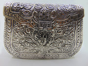 Brass Hand Carving Silver Plated Metal Antique Ladies Clutch