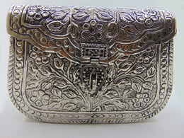 Brass Hand Carving Silver Plated Metal Antique Ladies Clutch