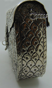 Brass Hand Carving Silver Plated Metal Antique Ladies Clutch