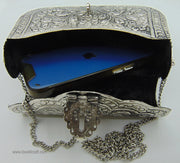 Brass Hand Carving Silver Plated Metal Antique Ladies Clutch