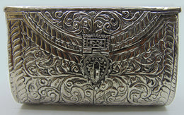 Brass Hand engraving Silver Box Clutch