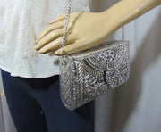 Brass Hand engraving Silver Box Clutch