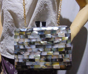 HANDMADE MOTHER OF PEARL METAL HANDBAGS