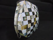 METAL STUDDED MOTHER OF PEARL CLUTCH MOP SHELL BAG