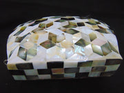 METAL STUDDED MOTHER OF PEARL CLUTCH MOP SHELL BAG