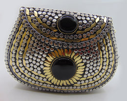 Metal stud clutch party sling bag