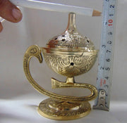 Antique Embossed Brass Incense Burner