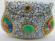 seashell dot Mosaic metal stud clutch bags