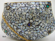 seashell dot Mosaic metal stud clutch bags