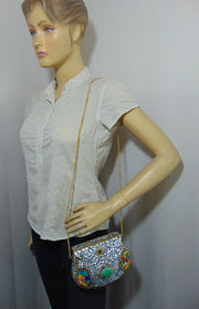 seashell dot Mosaic metal stud clutch bags