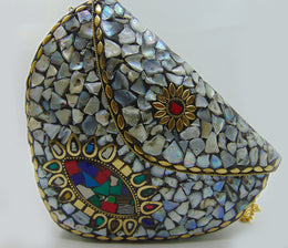 sea shell Multi Mosaic Heart design clutch bags