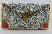 seashell Mosaic metal clasp clutch bags