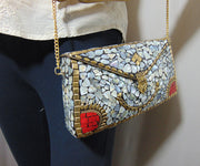 seashell Mosaic metal clasp clutch bags