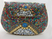 Multi Mosaic Stone clutch party bag