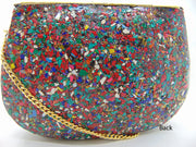 Multi Mosaic Stone clutch party bag