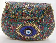 Multi Mosaic Stone clutch party bag