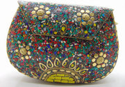 Multi Mosaic Stone clutch party bag
