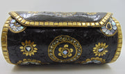 Black Cylindrical Mosaic metal clutch bag