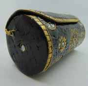 Black Cylindrical Mosaic metal clutch bag