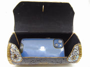 Black Cylindrical Mosaic metal clutch bag