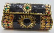mosaic metal Stone clutch party sling bag