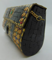 mosaic metal Stone clutch party sling bag