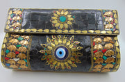 mosaic metal Stone clutch party sling bag