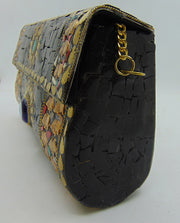 mosaic metal Stone clutch party sling bag
