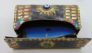 mosaic metal Stone clutch party sling bag