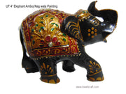 WOOD PAINTED ELEPHANT TRUNK UP