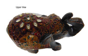 WOOD PAINTED ELEPHANT TRUNK UP