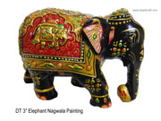 WOODEN PAINTED ELEPHANT WITH MULTI COLOR STONES