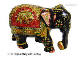 WOODEN PAINTED ELEPHANT WITH MULTI COLOR STONES