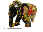 WOODEN PAINTED ELEPHANT WITH MULTI COLOR STONES