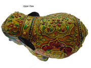 WOODEN PAINTED ELEPHANT WITH MULTI COLOR STONES