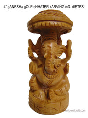 WOODEN CARVED GANESH STATUE