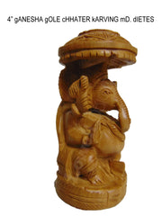 WOODEN CARVED GANESH STATUE