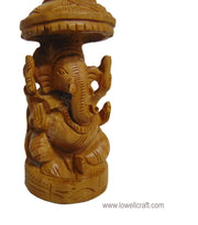WOODEN CARVED GANESH STATUE