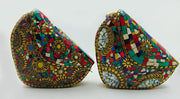 Heart shape Stone Mosaic Clutch Bag