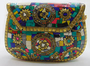 Heart shape Stone Mosaic Clutch Bag