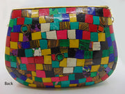 Heart shape Stone Mosaic Clutch Bag