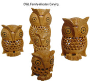 WOODEN CARVED ANIMAL & BIRD SET
