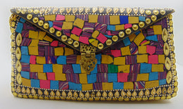 Rectangle shape hinge Mosaic Clutch Bag