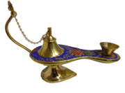 Enamel Color Brass Aladdin Chirag Oil Lamp