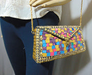 Rectangle shape hinge Mosaic Clutch Bag