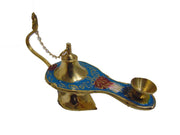 Enamel Color Brass Aladdin Chirag Oil Lamp