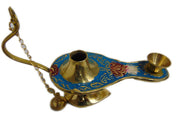 Enamel Color Brass Aladdin Chirag Oil Lamp