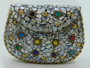 seashell dot Mosaic metal stud clutch bags