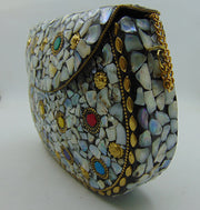 seashell dot Mosaic metal stud clutch bags